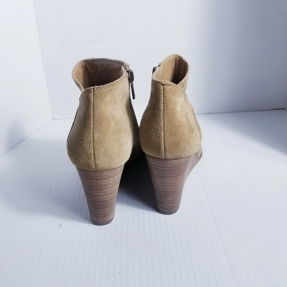 LUCKY BRAND TANISH BROWN WEDGED ANKLE ZIPPER BOOTS SIZE 10